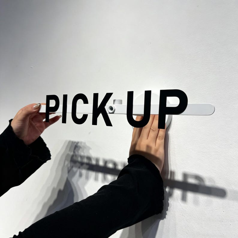 Pick Up Sign Writing Minimalist Metal Pick up Sign, Hanging Tabletop Wall Mount Adjustable ...