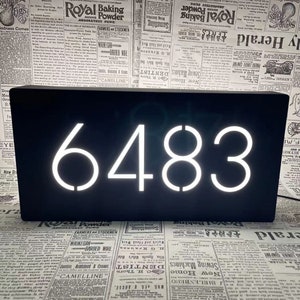 Números de dirección de casa Luz de letrero con logotipo para exteriores, letras de iluminación 3D Número de puerta de alta calidad, letra LED personalizada, letrero con nombre comercial