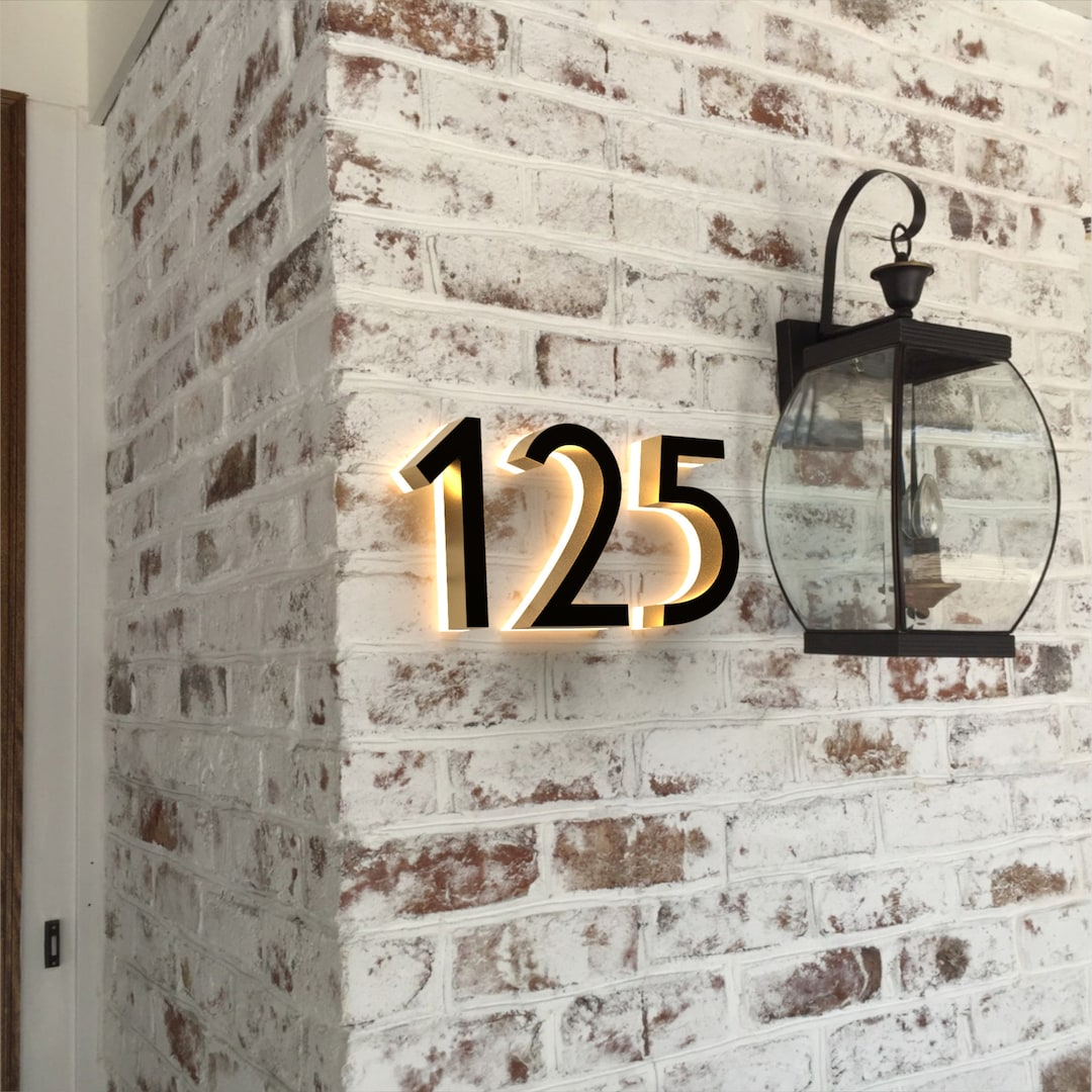 Modern huisnummer, 1 stuk deur verguld huisdecor
