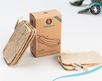 Kitchen sponges made of Luffa sponge | 7 sustainable rinsing sponges in various dishes. Sizes | washable & reusable | plastic-free & vegan