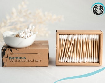 Plastic-free bamboo cotton swabs in a dispenser | 100% Biodegradable