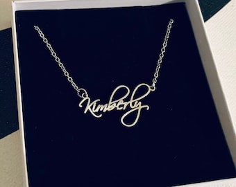 Sterling Silver Name Necklace - Custom Script Letter Necklace - Personalized Name Plate - Dainty Cursive Name Necklace - Gift For Her
