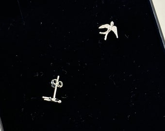Sterling Silver Swallow Stud Earrings: Dainty Bird Jewelry
