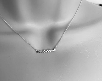 MAMA NECKLACE - NAMEPLATE Necklace - Chain Necklace - Stylish Cute Sterling Silver Custom Bar Necklace - Mother Day Gift Handmade Pendant