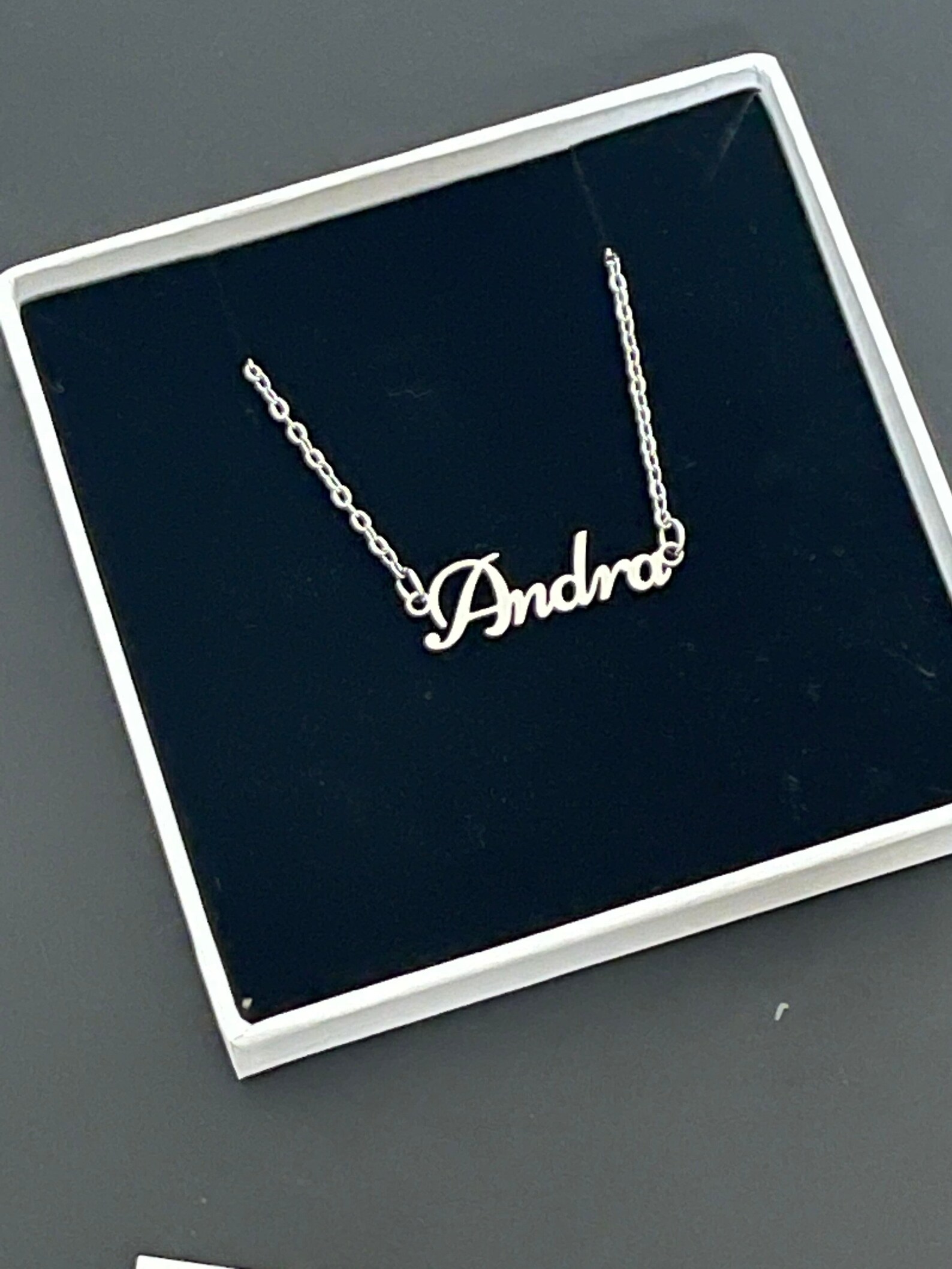Tiny Silver Name Necklace Baby Name Necklace Custom Name Etsy UK