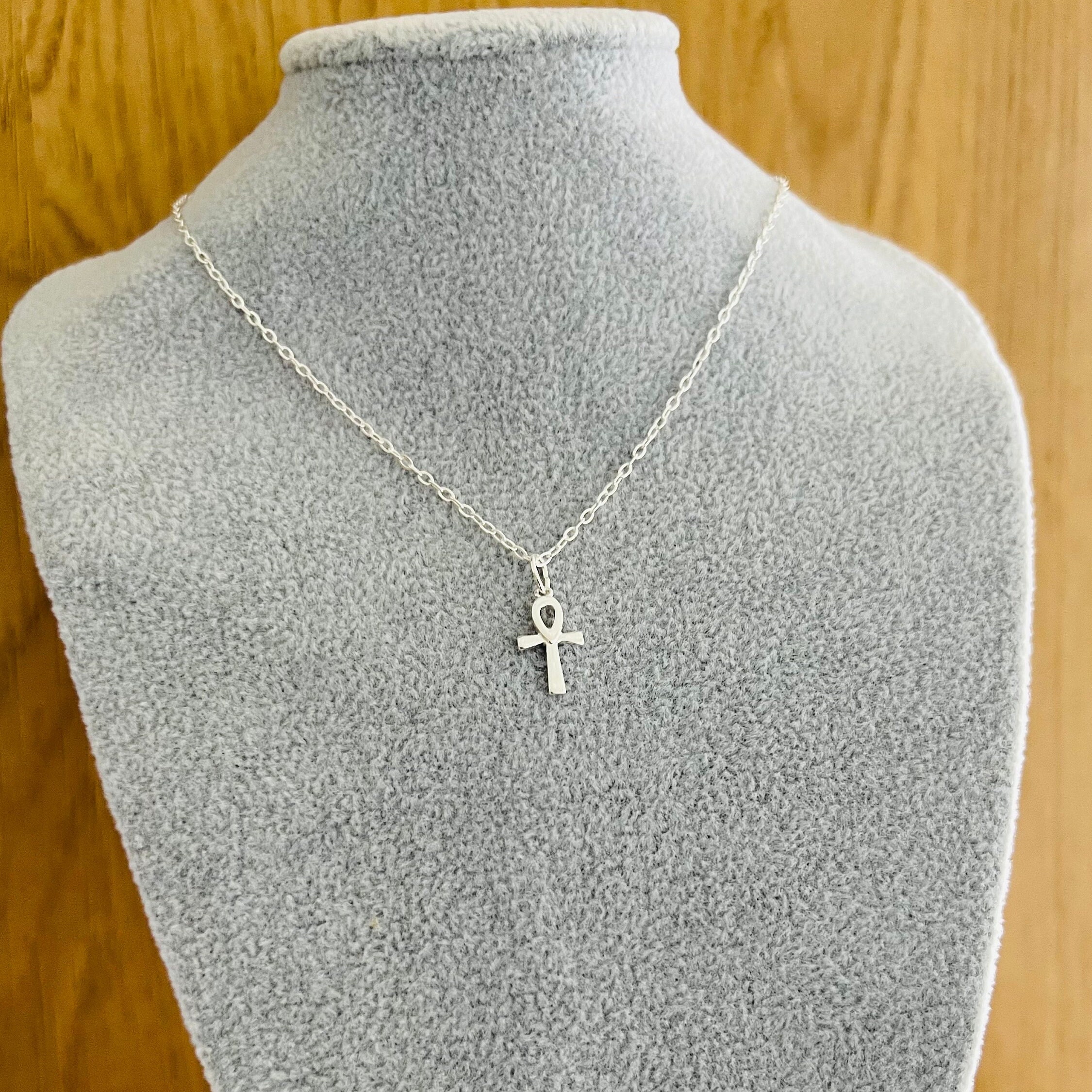 Sterling Silver Ankh Cross Pendant Necklace – Sparkle-Cut & Filigree Design, Hand-Polished Egyptian Symbol 7 thumbnail image