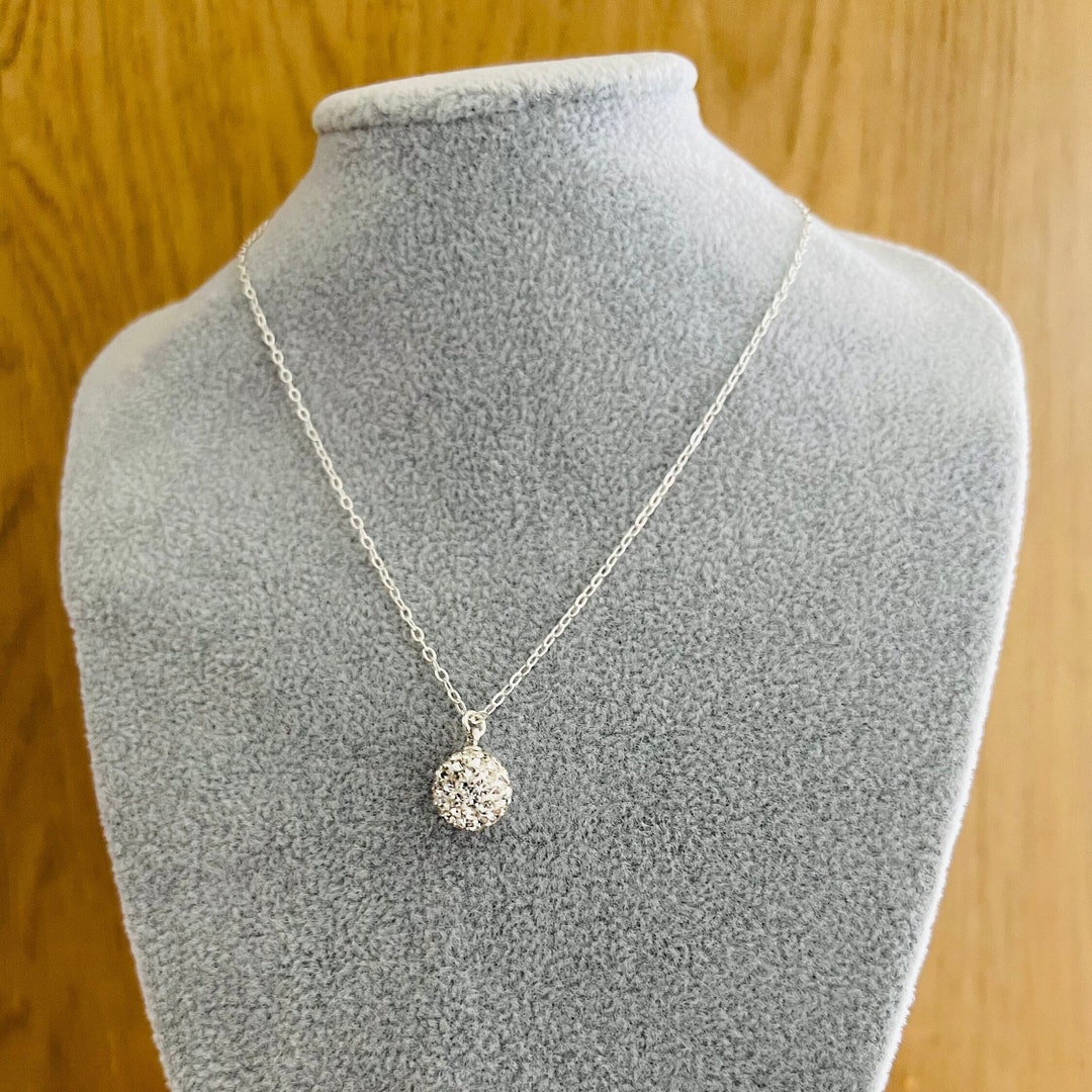 Sterling Silver Disco Crystal Ball Necklace CZ Ball Pendant Ball Charm Necklace Diamante Crystal Disco Ball Jewelry Gift Etsy Canada