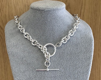 Sterling Silver Rolo Chain Toggle Clasp Necklace