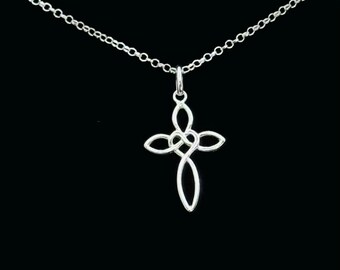 FashionJunkie4Life Infinity Celtic Knot Cross Necklace – 925 Sterling Silver, 18” – Faith Forever Love