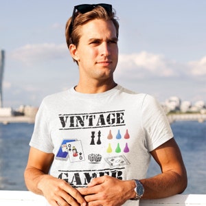 Vintage gamer klassiek bordspel dobbelstenen toonbankshirt voor retrofans