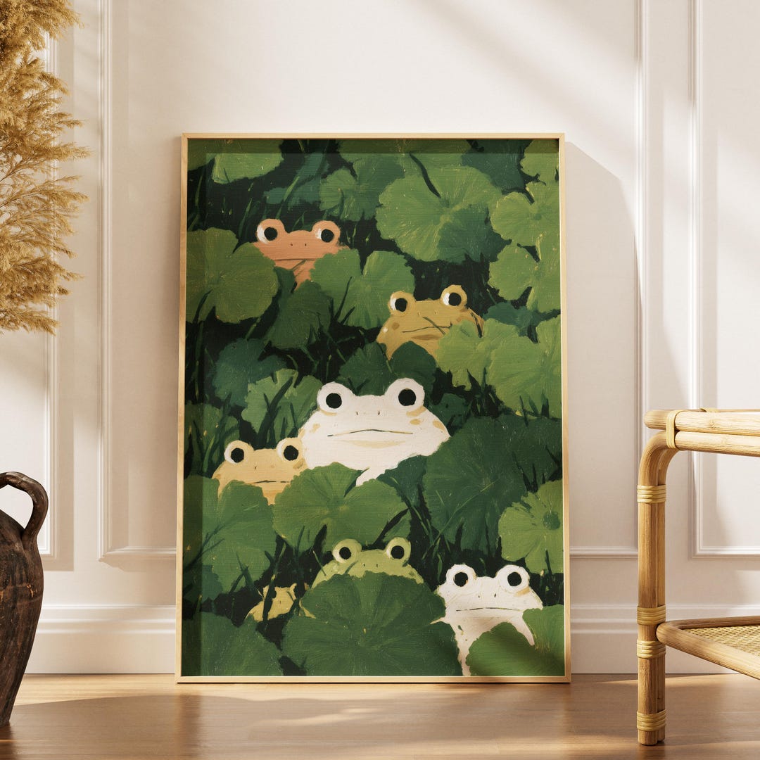 Frog Art Print | Playful Green Room Decor, Nature-inspired - Etsy