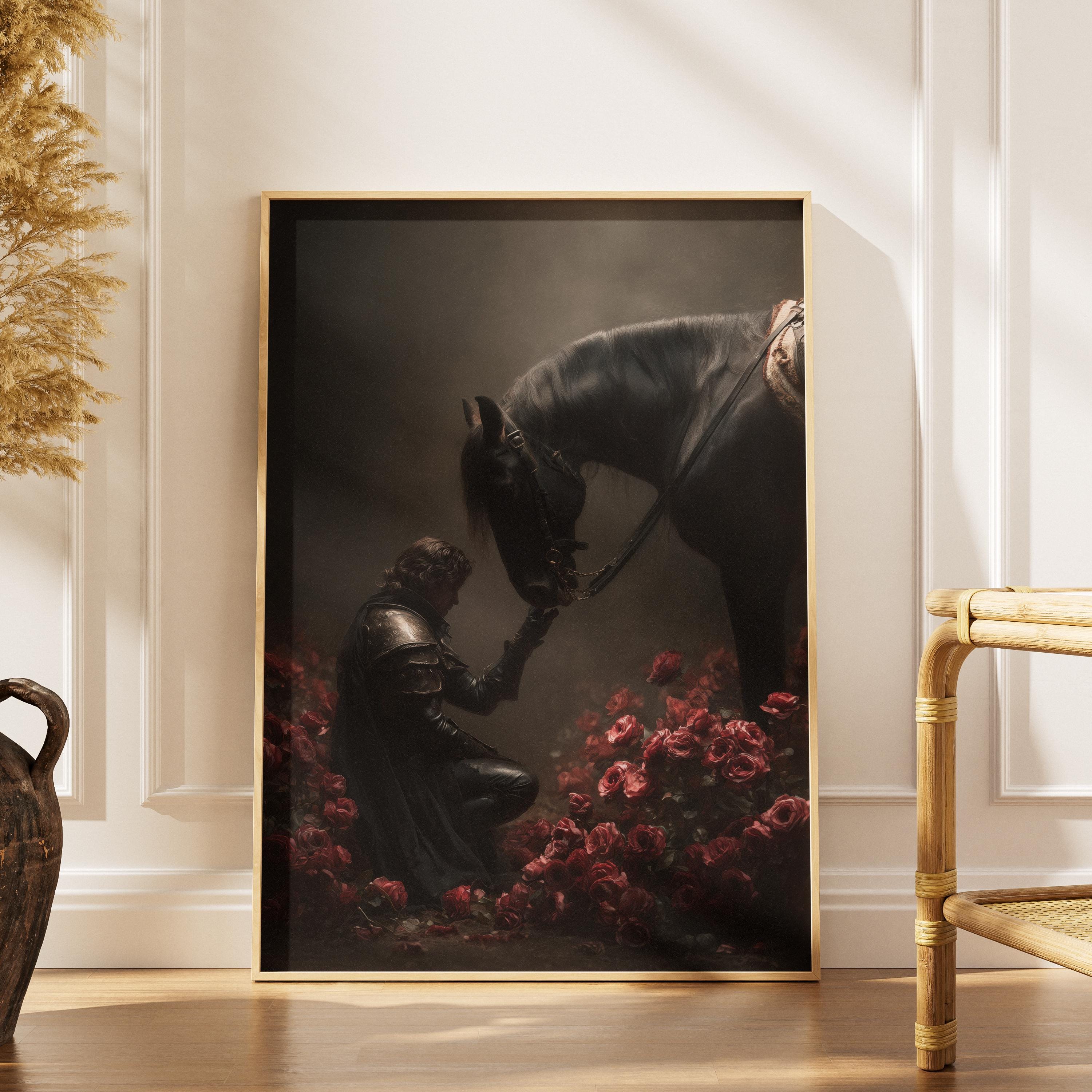 Gothic Knight and Horse Print | Dark Fantasy Medieval Wall Art - Etsy