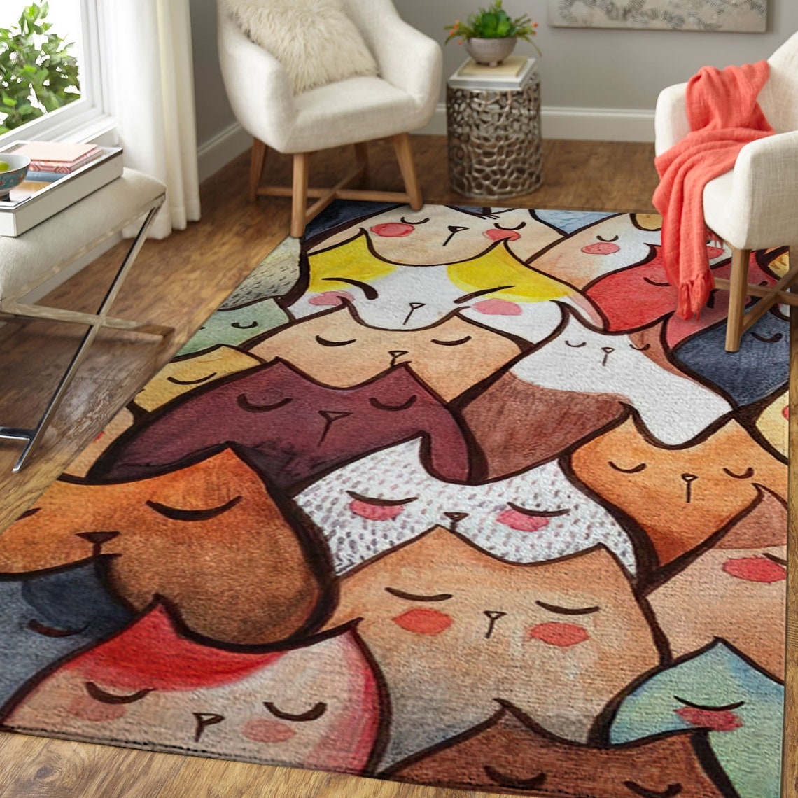 Cats World Rug alfombra de área antideslizante impresa en 3D Etsy