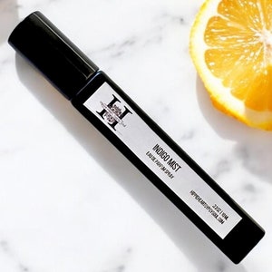 Indigo Mist / Masculine Leaning EDP / 10 ml Matte Black Spray / Cologne / Bright Citrus, Nutmeg, Jasmine, Sandalwood, Patchouli, Labdanum