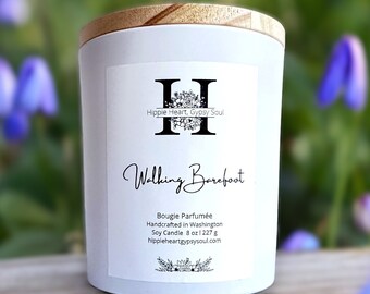 Walking Barefoot Soy Candle: Petrichor, Meadowgrass, Wildflowers, 8 oz
