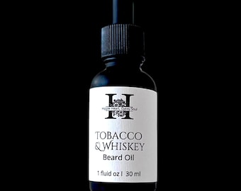 Tobacco & Whiskey Beard Oil: Upscale Bergamot, Teakwood, Brushed Suede