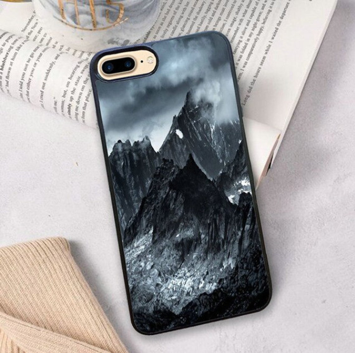 Snow Mountain Phone Case Abstract Mountain Phone Cover for Etsy