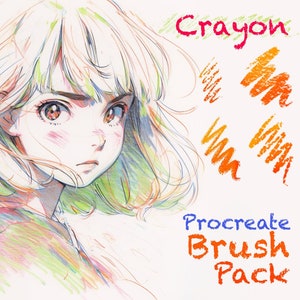 Crayon Procreate Brush Pack, 15 crayon brushes, Crayon texture brush, Crayon blend brush, Procreate Textured Brush