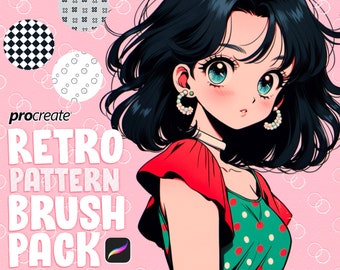 Anime retro pattern brush pack for procreate!