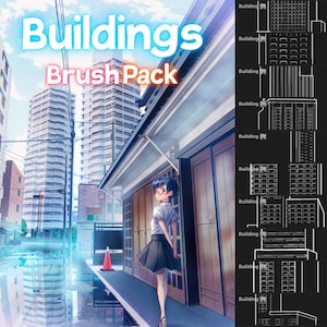 Anime building brush pack for procreate!