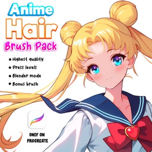 Anime-haarkwasten voor Procreate, Chibi-haar Procreate, Haarstempelpakket, Procreate-haarglans, Manga-kwastenset, voor anime Procreate