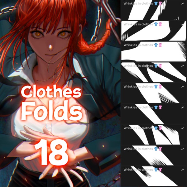 Anime clothes folds brush pack for procreate!