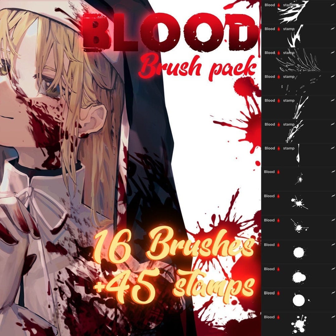 Anime Blood Brush Pack for Procreate
