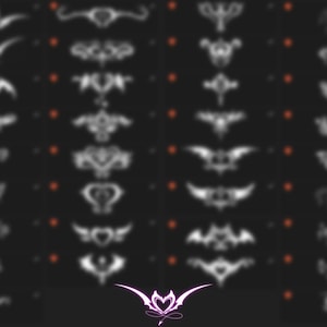 May include: A black and white image with a grid of 36 different stylized designs. Each design is a symmetrical pattern with a heart shape at the center. The designs are arranged in six rows of six.