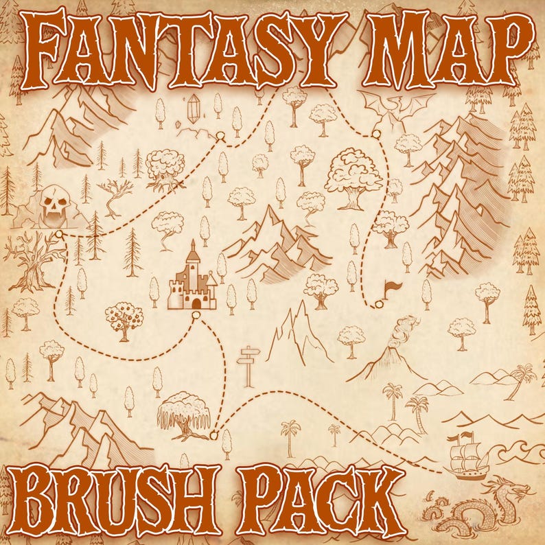 Fantasy Map Brush Pack for Procreate: 45+ Brushes for Cartography Maps ...
