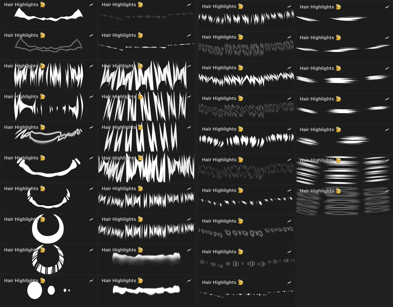 Anime Hair Highlights Brush Pack for Procreate Etsy UK