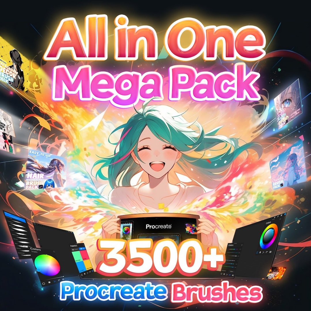 Procreate All in One Mega Pack, 3500+ Brushes: All is You Need Brush ...