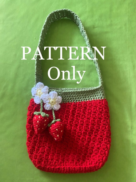 Crochet Strawberry Bag, Handmade Crochet Bag - Shoulder Bags