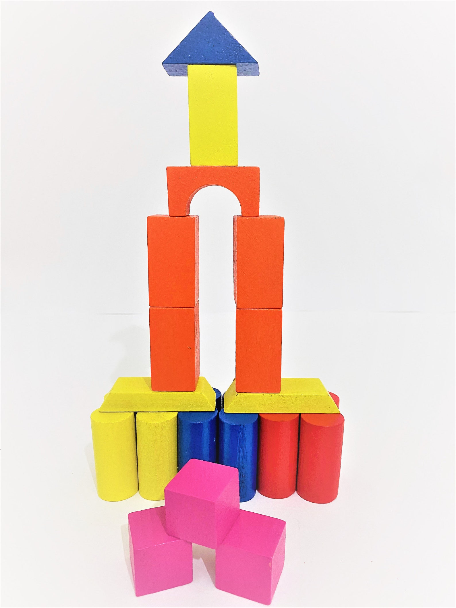 100 Wooden Blocks Set Wooden Building Blocks Set Colorful Etsy