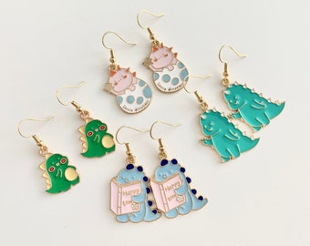 Cute dinosaur earrings blue dinosaur earrings animal earrings green dinosaur earrings dinosaur gift fun dinosaur jewelry