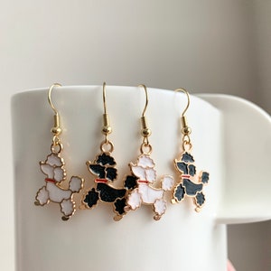 Cute poodle earrings, white poodle earrings, black poodle earrings, dogs earrings, cute dog earrings