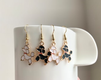 Cute poodle earrings, white poodle earrings, black poodle earrings, dogs earrings, cute dog earrings