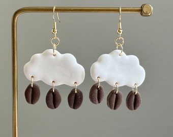 Coffee Rain Cloudy Earrings, Cute Cloudy Earrings, Coffee Earrings, Cloud Earrings, Coffee Lover, Coffee Gifts