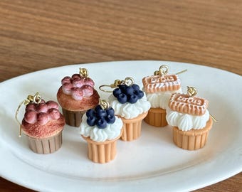 Cute Cupcake Earrings, Blueberry Earrings, Biscuits Cake Earrings, Cake Earrings, Cute Food Earrings, Fun Food Earrings, Gift for Her