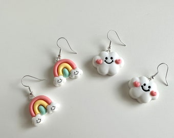 Resin rainbow dangle earrings, cute rainbow earrings, LGBQT Pride Earrings, rainbow cloud earrings, cloud earrings, weather earrings