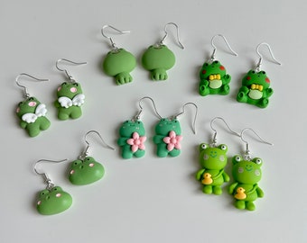 Cute resin frog earrings, frog jewelry, frog gift