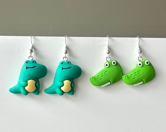 Handmade resin alligator earrings, alligator earrings, alligator gifts, Crocodile earrings, animal earrings