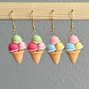 Resin Ice cream earrings, Ice Cream Cone Stack Dangle Earrings,  food dangle earrings, ice-cream earrings, ice cream jewelry