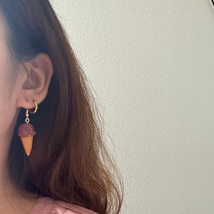 Resin Ice Cream Earrings, Taro Ice Cream Cone Earrings, Chocolate Ice ...