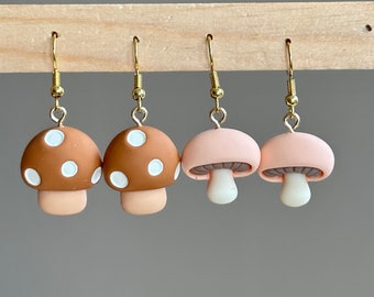 Cute mushroom earrings, food earrings, fun mushroom jewelry, resin mushroom earrings