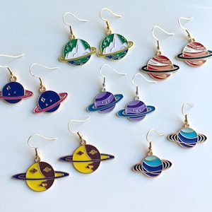 Planet earring dangle saturn earrings unicorn earrings mini planets earrings