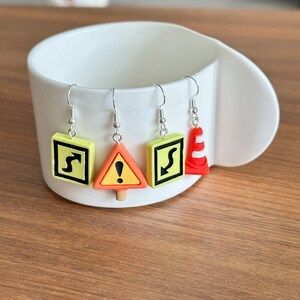 Traffic Cone Dangle Earrings - Creative Statement Jewelry For Women