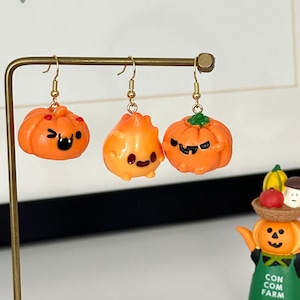 Cute resin pumpkin earrings, Halloween pumpkin earrings, Halloween jewelry, Halloween gift