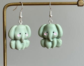 Resin cute elephant earrings, animal earrings, elephant jewelry, elephant gifts
