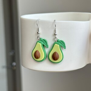 Avocado earrings, fruit earrings, avocado jewelry, resin avocado earrings