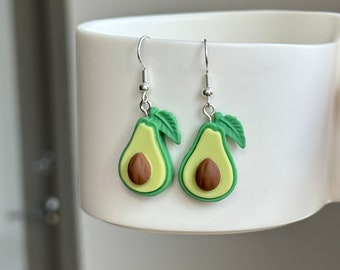 Avocado earrings, fruit earrings, avocado jewelry, resin avocado earrings